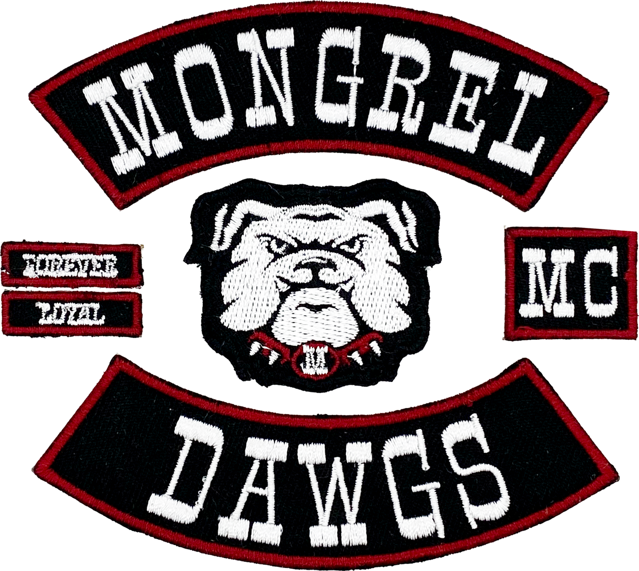 Mongrel Dawg 6 Piece EMBROIDERY Patch (6)