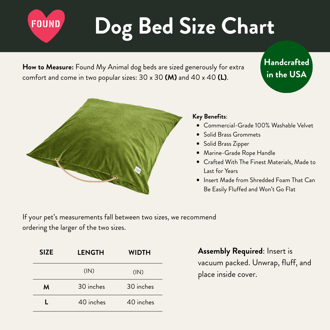 Moss Washable Velvet Dog Bed
