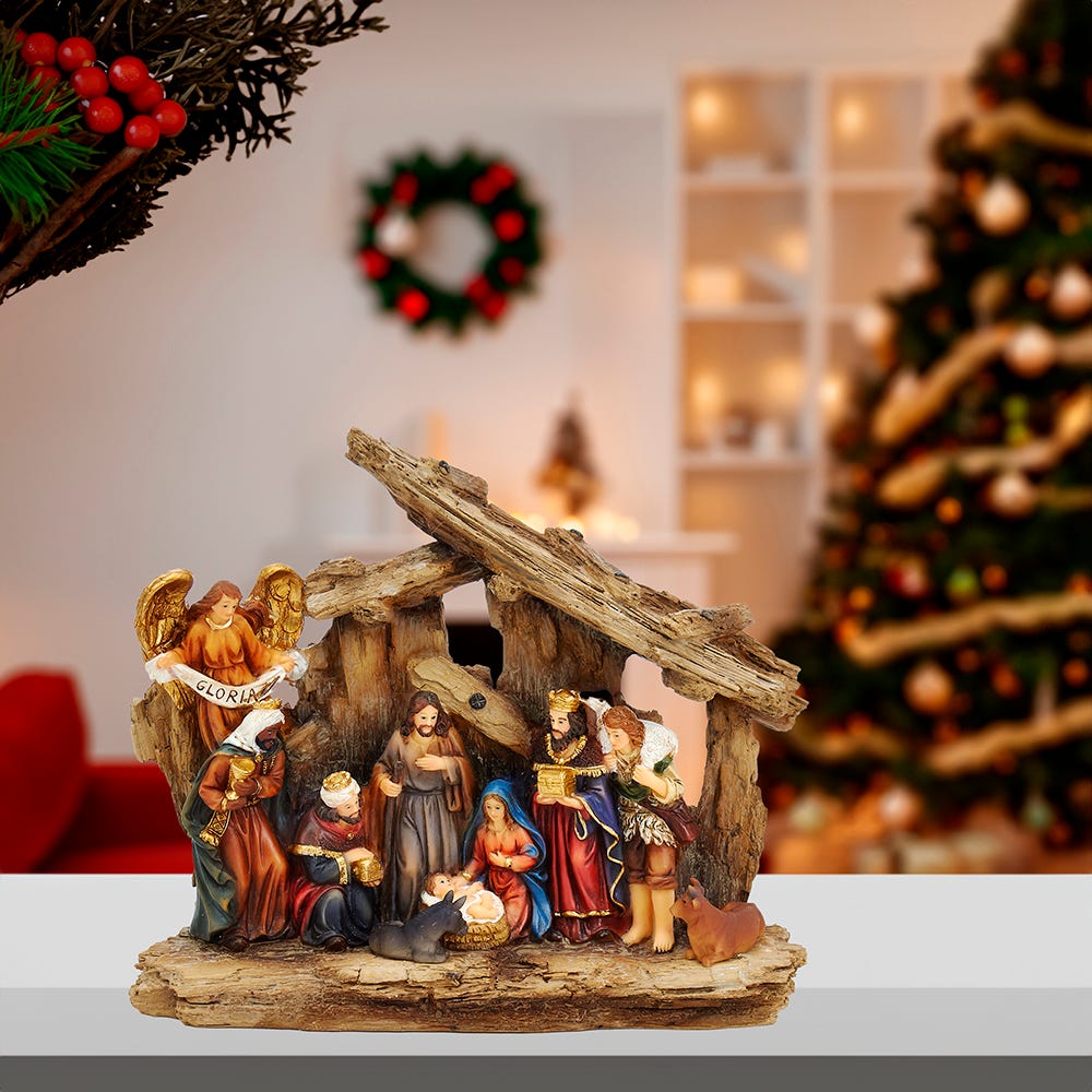 Kurt Adler 7-Inch Resin Nativity Table Piece, 11 Piece Set