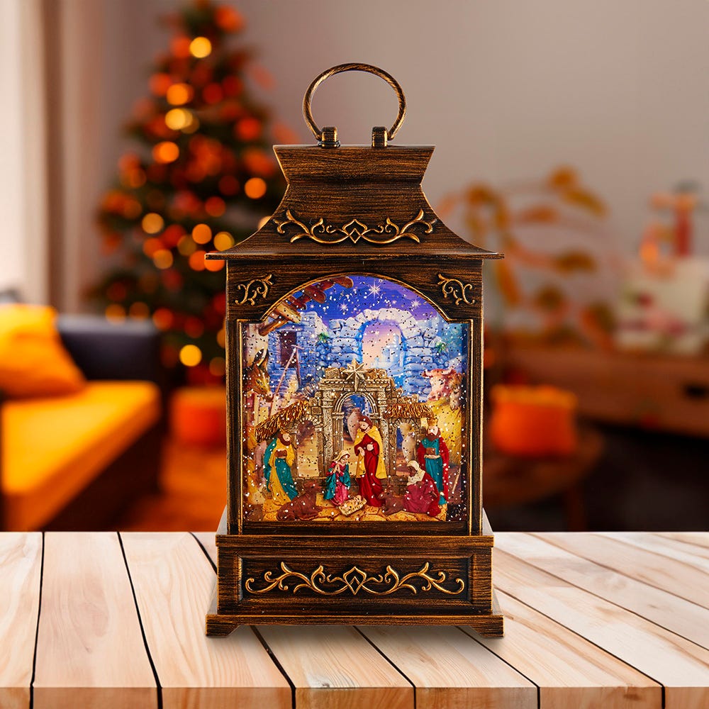 Kurt Adler 11-Inch Battery Operated Warm White LED Lighted Nativity Lantern