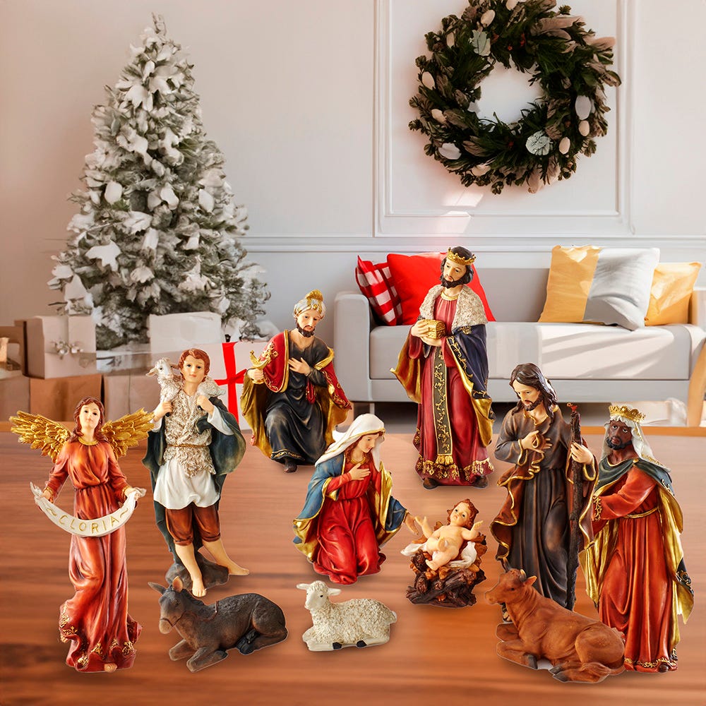 Kurt Adler 18-Inch Nativity Table Piece 11 PC Set