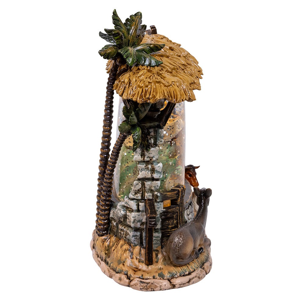 Kurt Adler 8-Inch Battery-Operated USB Lighted Nativity Scene with Spinning Glitter Water Globe