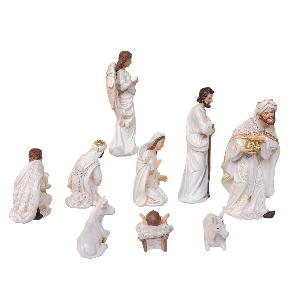 Kurt Adler 2-8.25-Inch Nativity Table Piece, 10-Piece Set