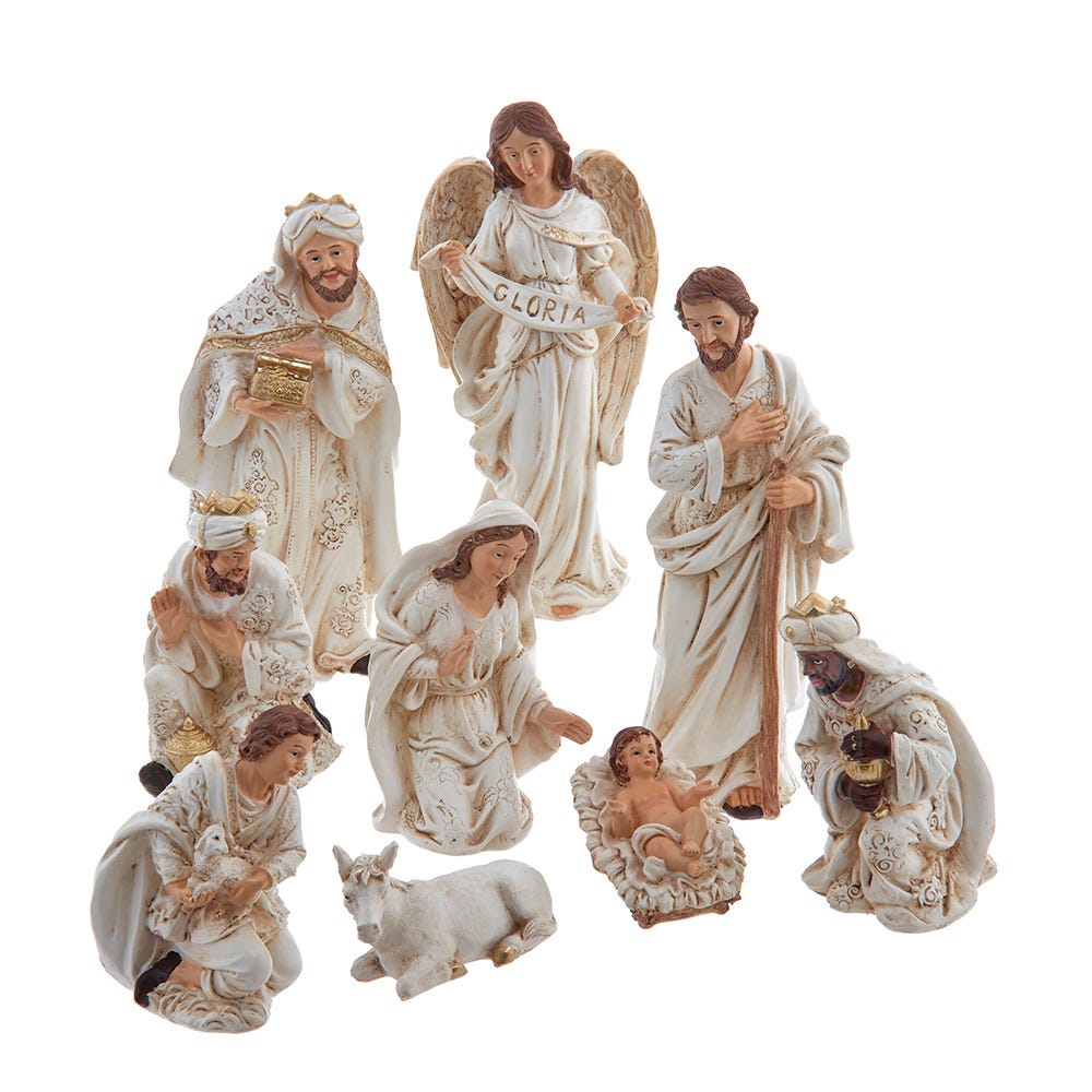 Kurt Adler 2-8.25-Inch Nativity Table Piece, 10-Piece Set
