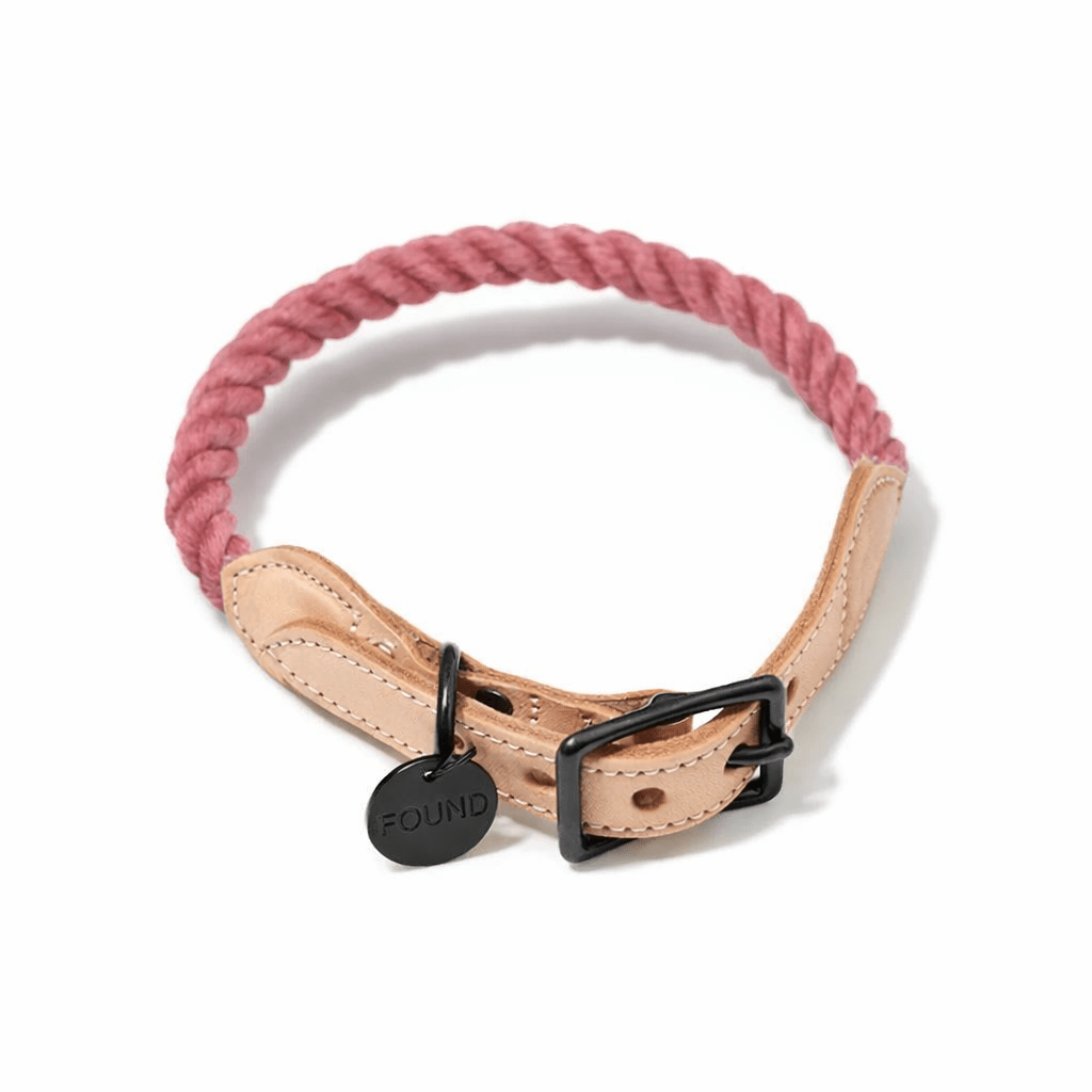 Nantucket Red Up-Cycled Rope Cat & Dog Collar – Matte Black Hardware