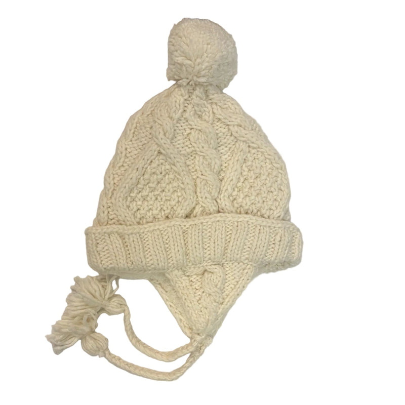 Chilly Dog Hand Knit Wool Natural Cable Wool Hat
