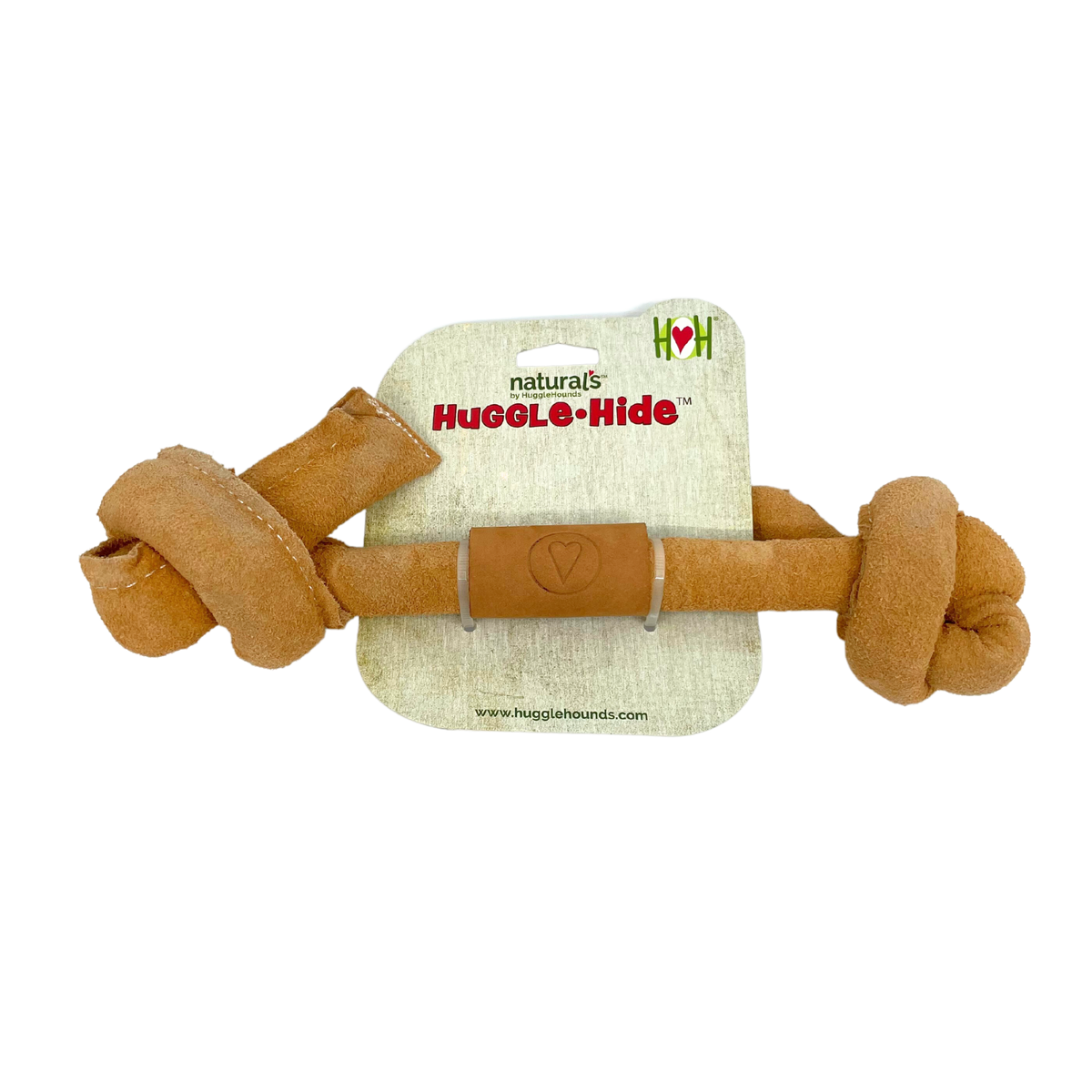 Huggle-Hide Natural Leather Bone Dog Toy, 3 Pack