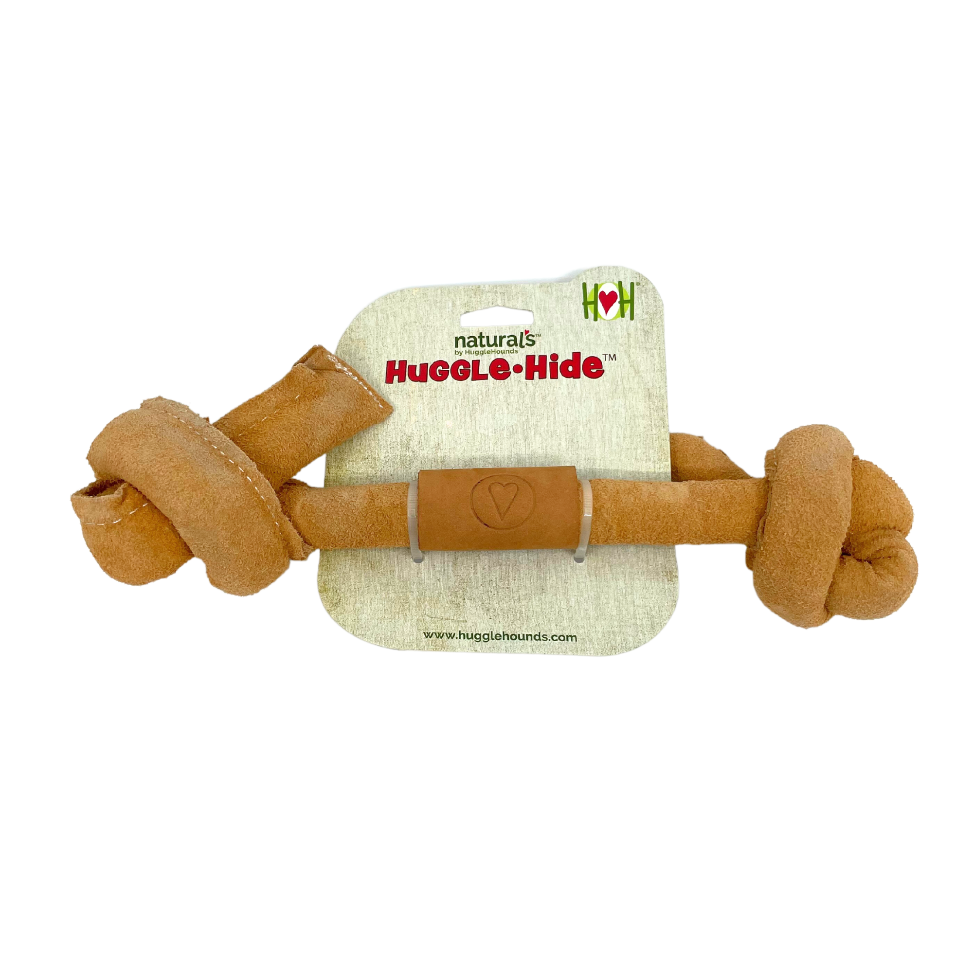Huggle-Hide Natural Leather Bone Dog Toy, 3 Pack