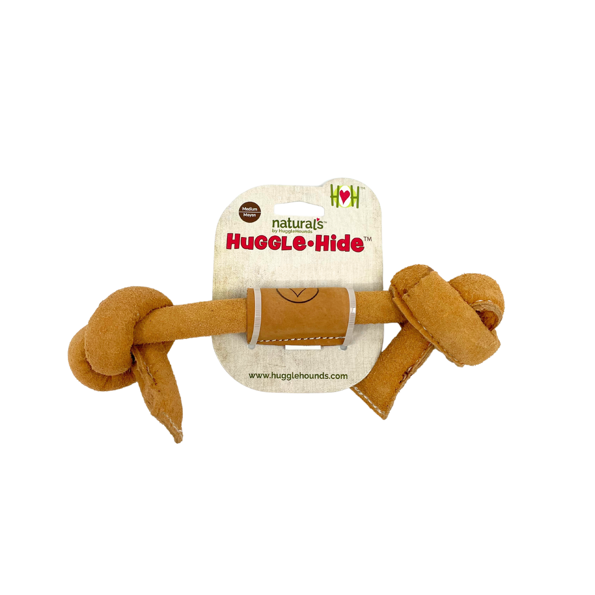 Huggle-Hide Natural Leather Bone Dog Toy, 3 Pack