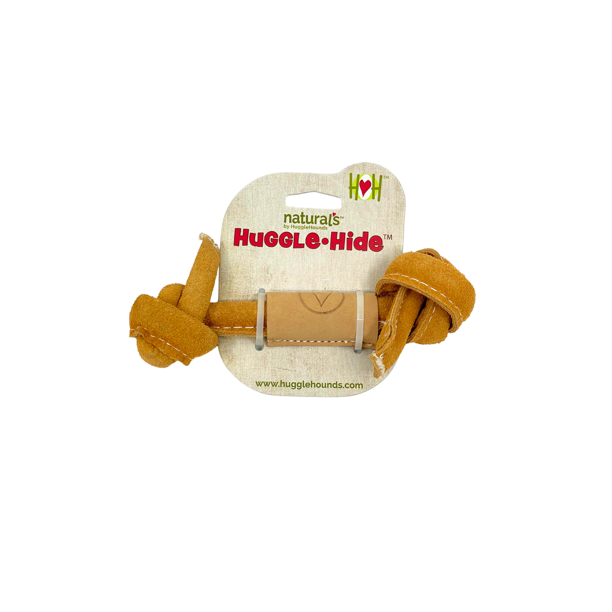 Huggle-Hide Natural Leather Bone Dog Toy, 3 Pack