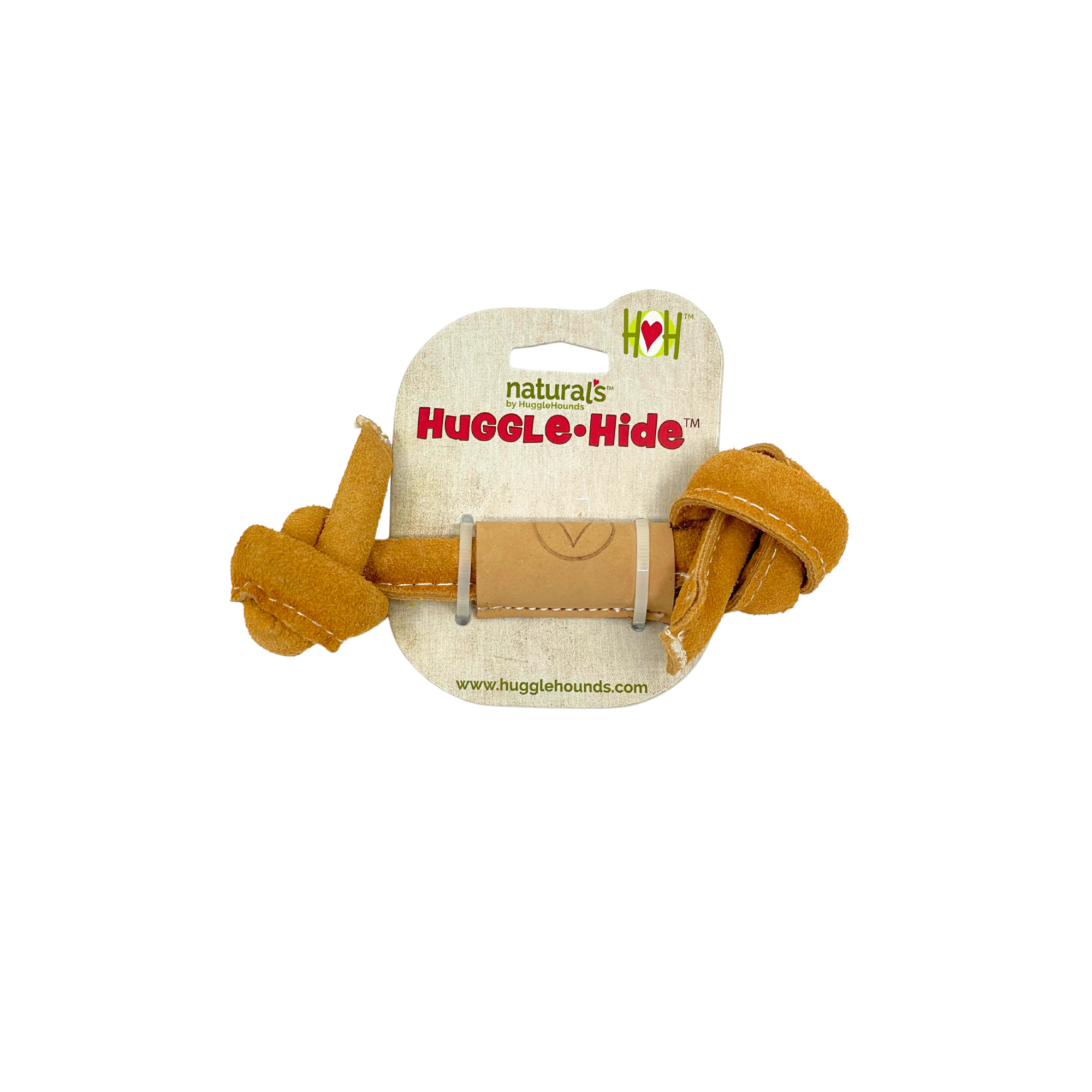 Huggle-Hide Natural Leather Bone Dog Toy, 3 Pack