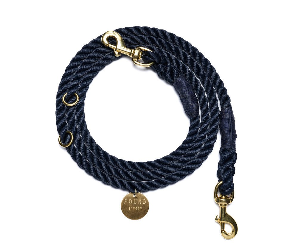Navy Rope Dog Leash by Found My Animal | Bolt Snaps, Adjustable