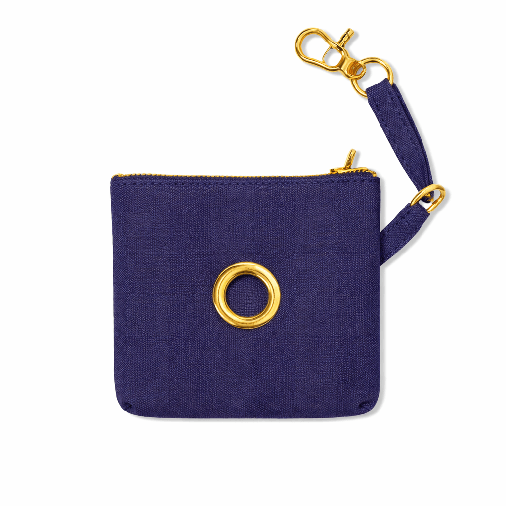 Navy Waxed Cotton Canvas Poop Bag Pouch