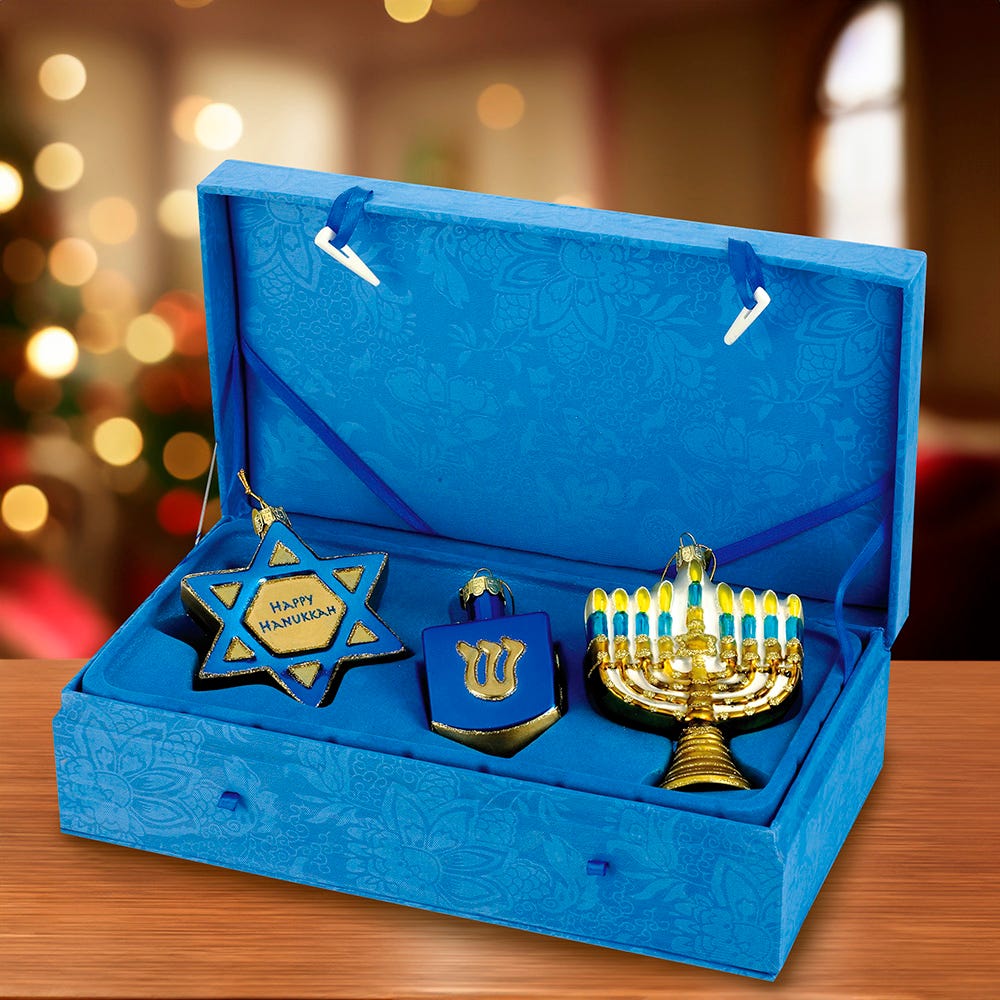 Kurt Adler Noble Gems Hanukkah Ornament 3-Piece Set