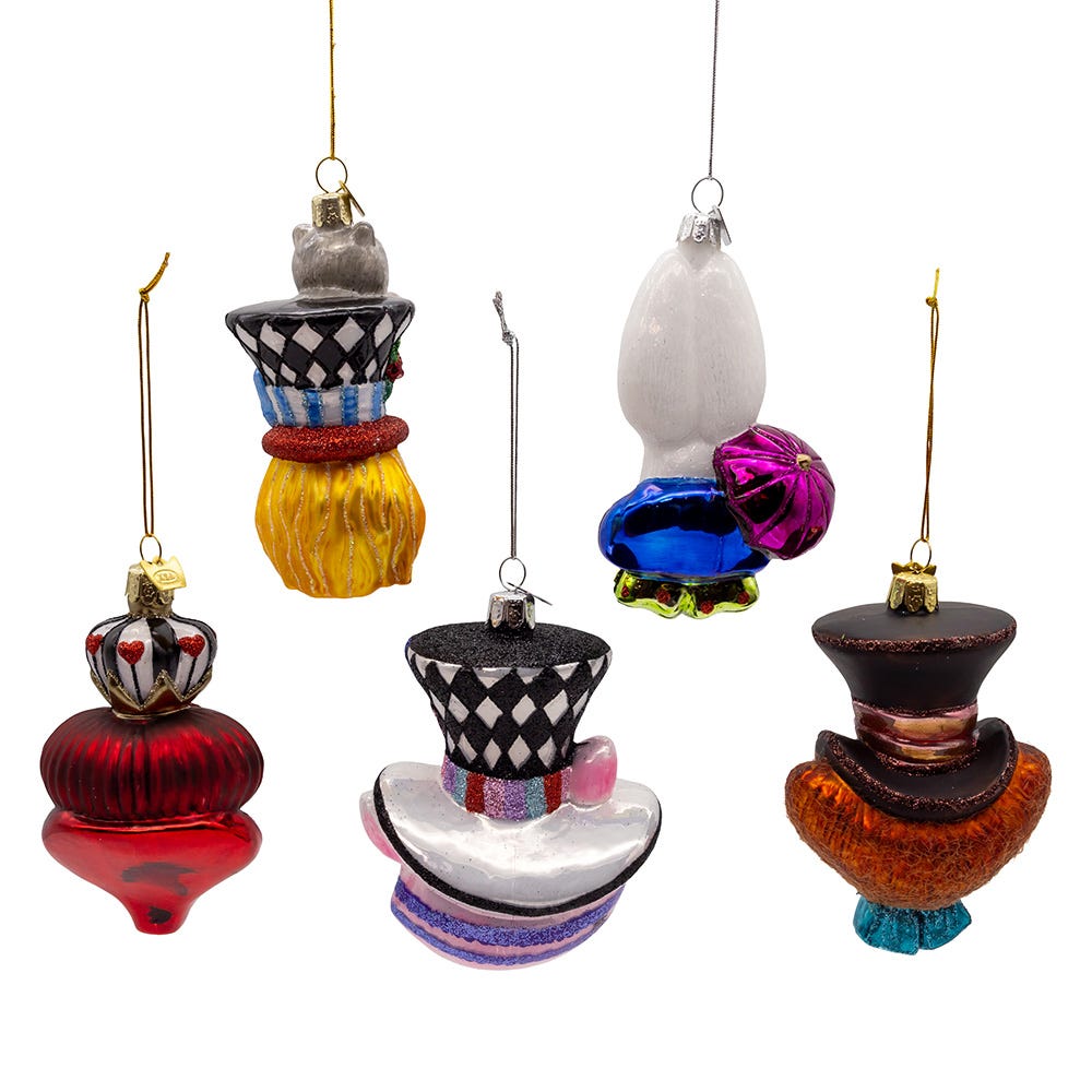 Kurt Adler 4.5-5-Inch Noble Gems Glass Alice Characters Ornaments