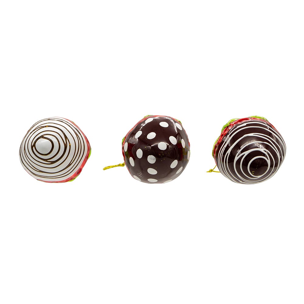 Kurt Adler 2.36-Inch Noble Gems Glass Chocolate Strawberry Ornaments, 6-Piece Box