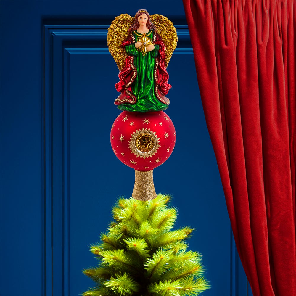 Kurt Adler 15.75-Inch Finial Angel Treetop With Reflector