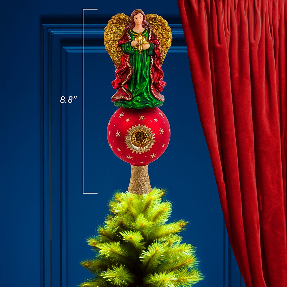 Kurt Adler 15.75-Inch Finial Angel Treetop With Reflector