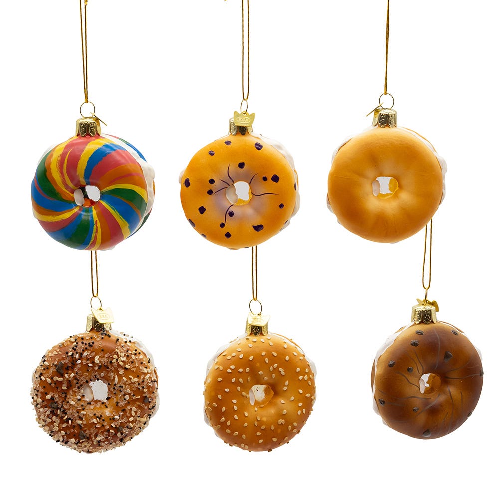 Kurt Adler 3" Noble Gems Glass Bagel Ornaments