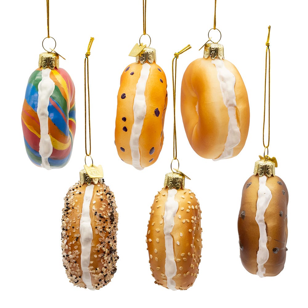 Kurt Adler 3" Noble Gems Glass Bagel Ornaments