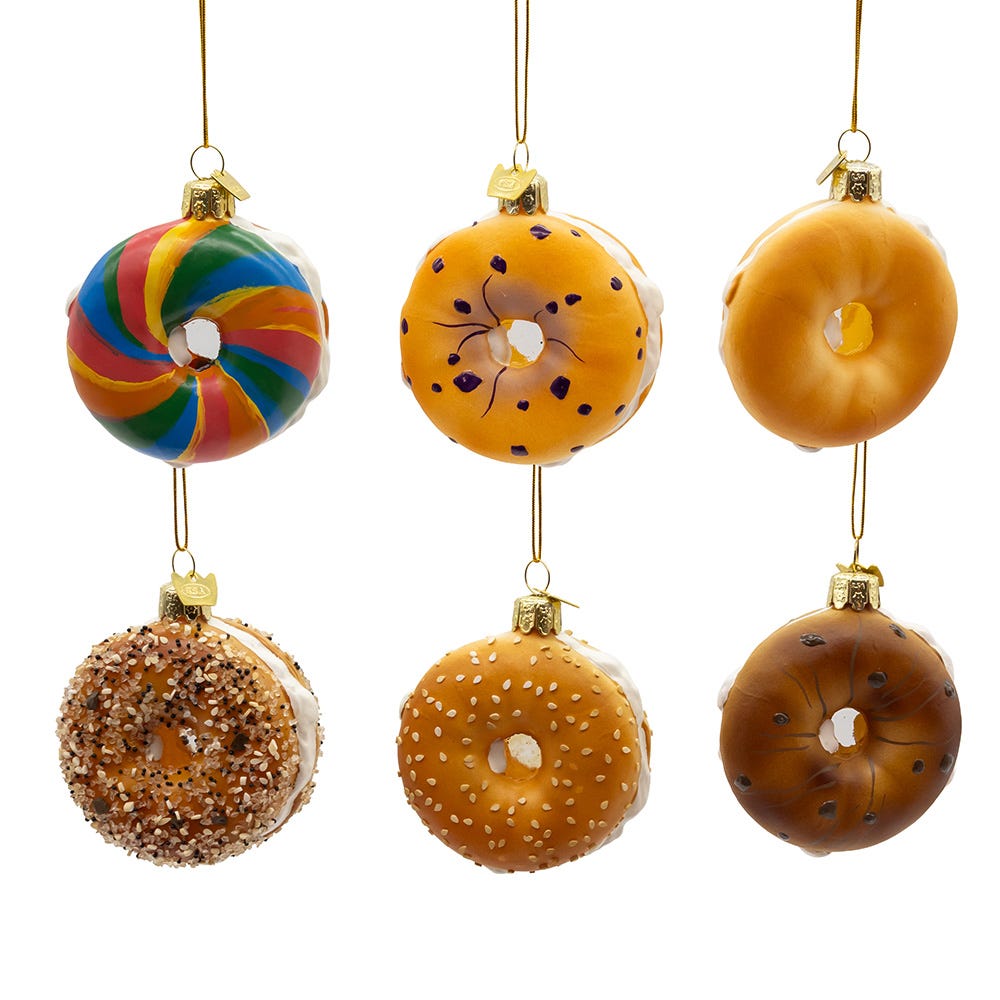 Kurt Adler 3" Noble Gems Glass Bagel Ornaments
