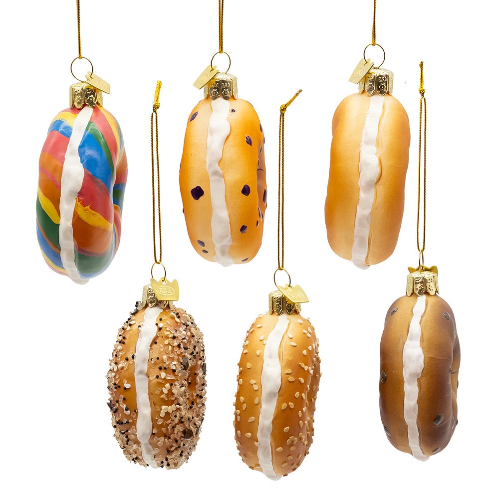 Kurt Adler 3" Noble Gems Glass Bagel Ornaments
