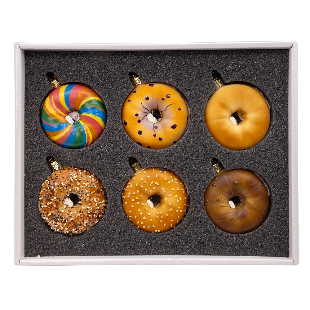 Kurt Adler 3" Noble Gems Glass Bagel Ornaments