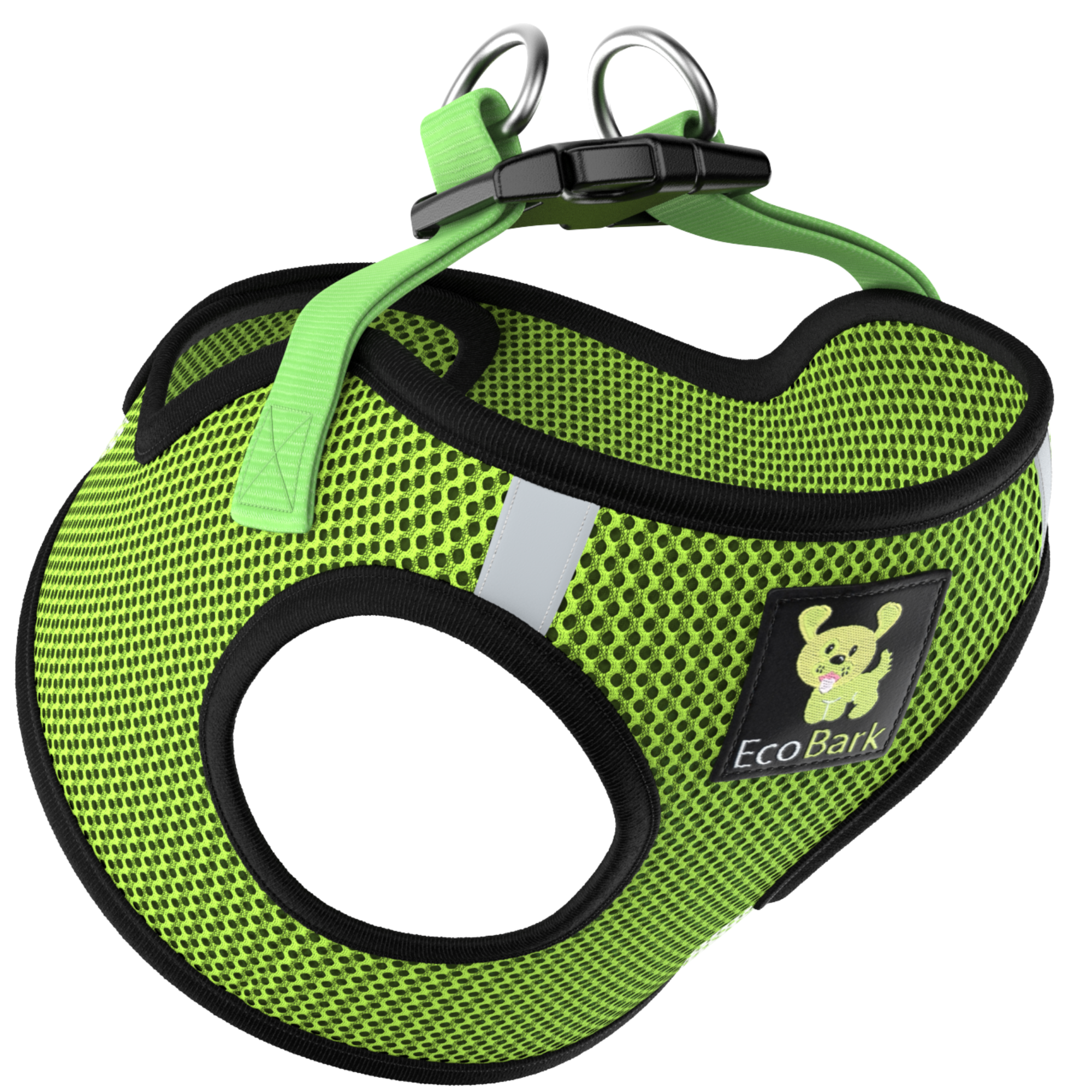 EcoBark Step In Dog Harness - Teacup & Small Breeds- Reflective Soft Mesh Harness for Teacup, Small Dogs and Puppies / Neon Green Sport