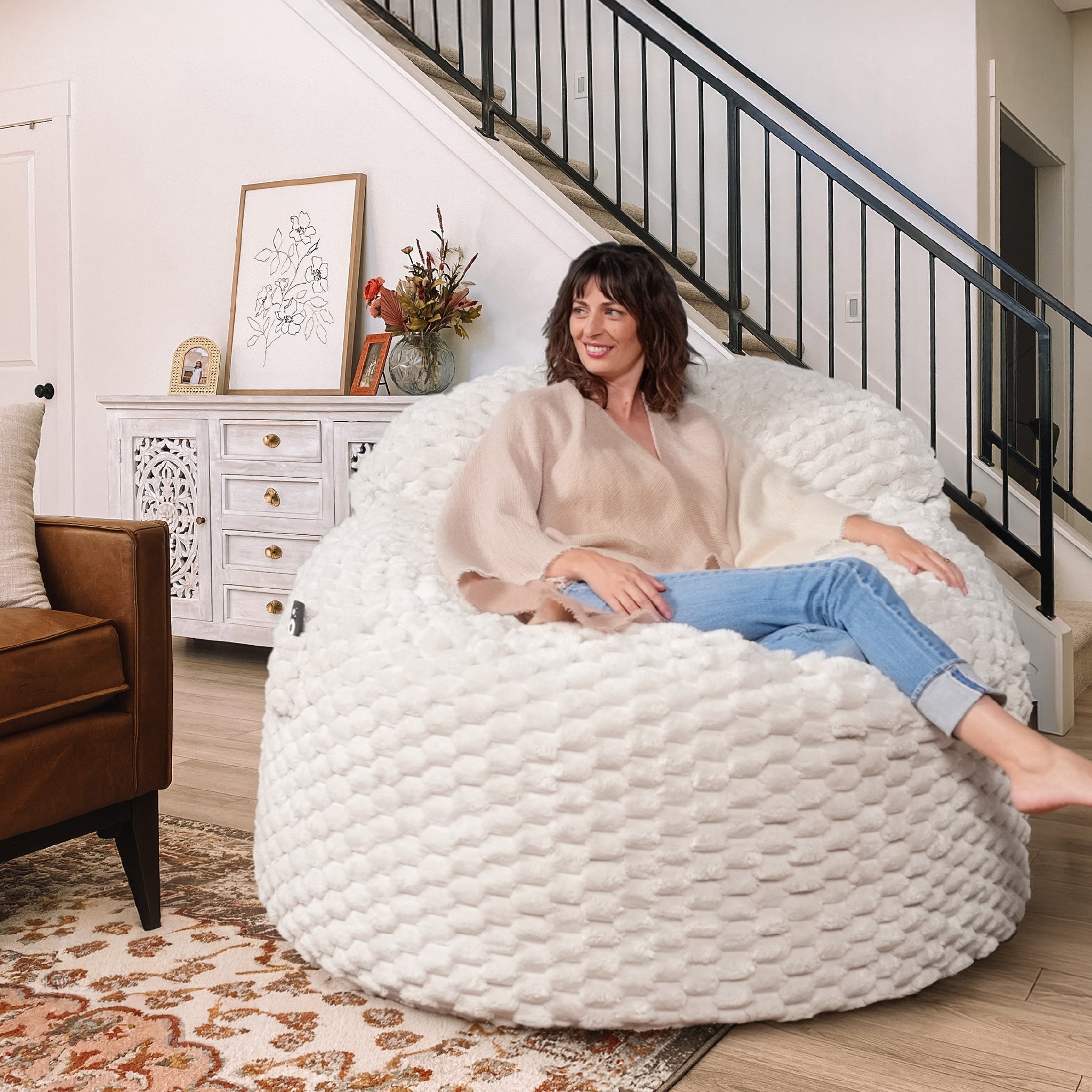 CordaRoy's Queen Cloud Fabric Nest Convertible Bean Bag Chair