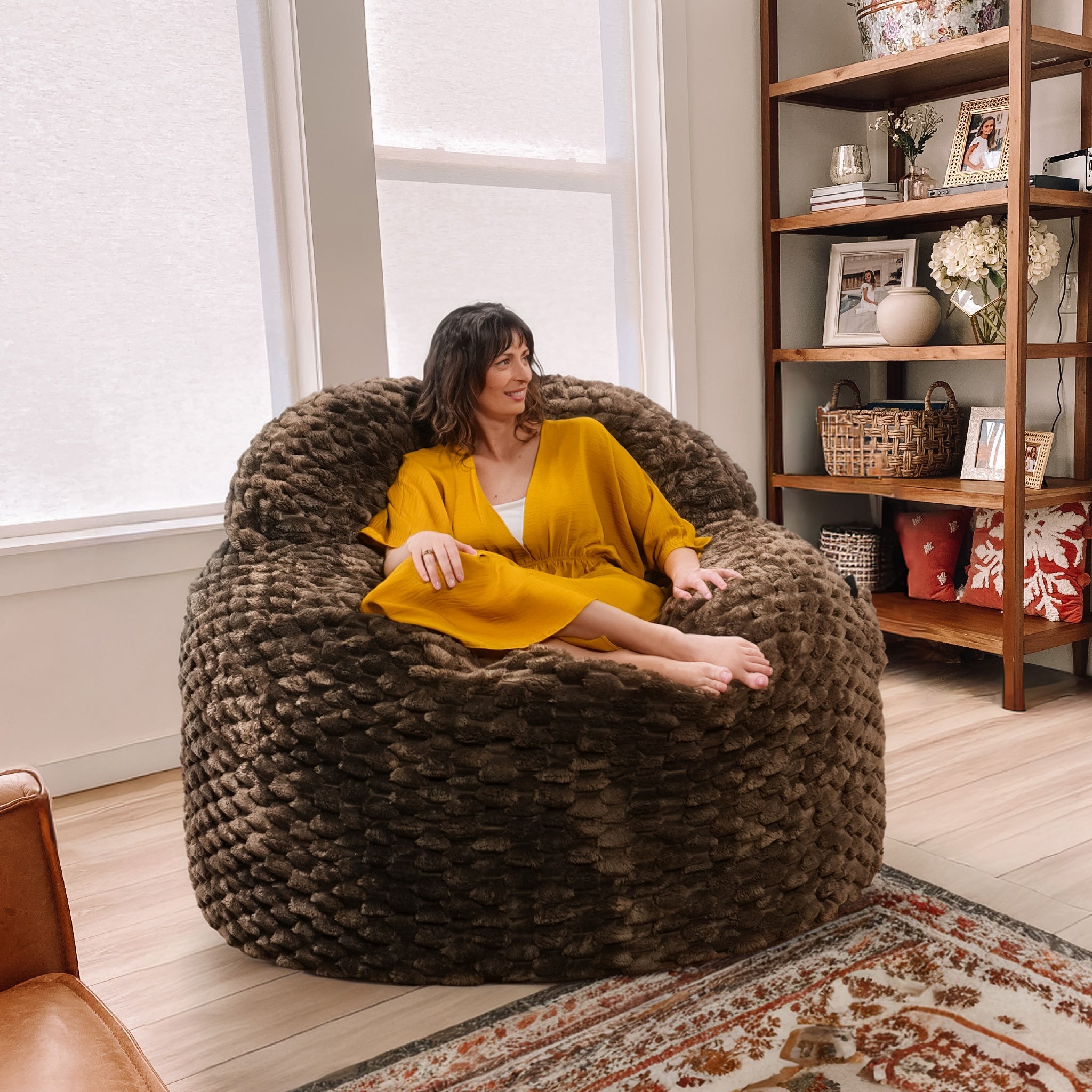 CordaRoy's Queen Cloud Fabric Nest Convertible Bean Bag Chair
