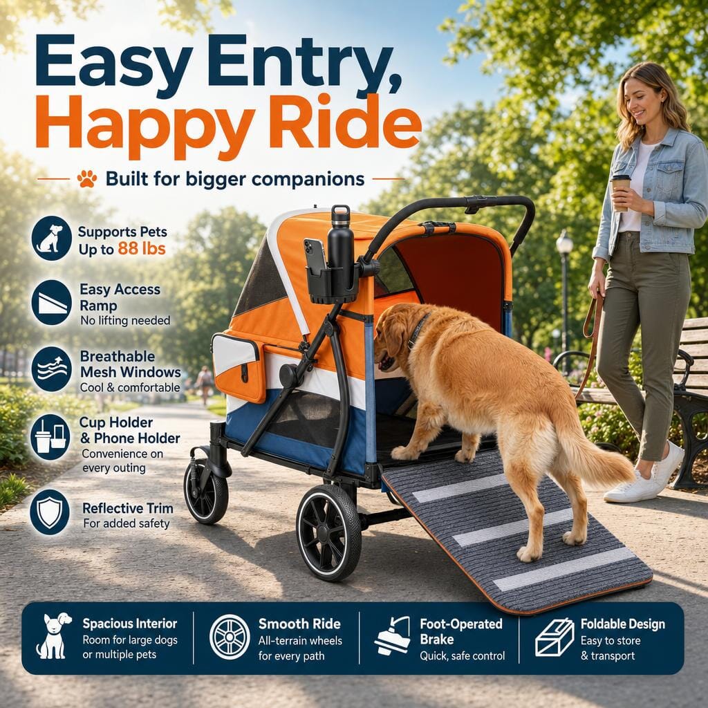 Dogline Powerhouse Pet Cruiser Stroller with Access Ramp