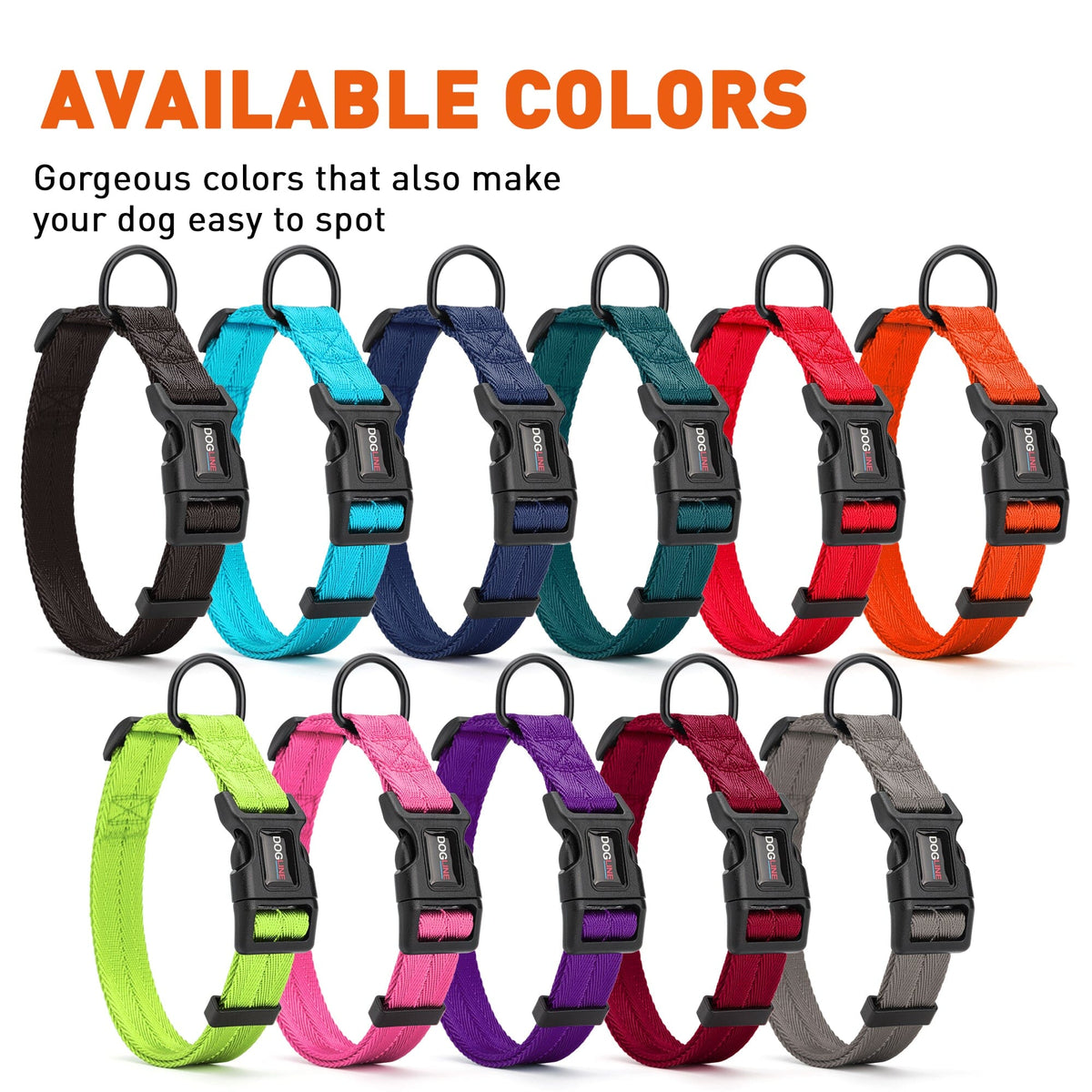 Dogline Nylon Flat Dog Collar