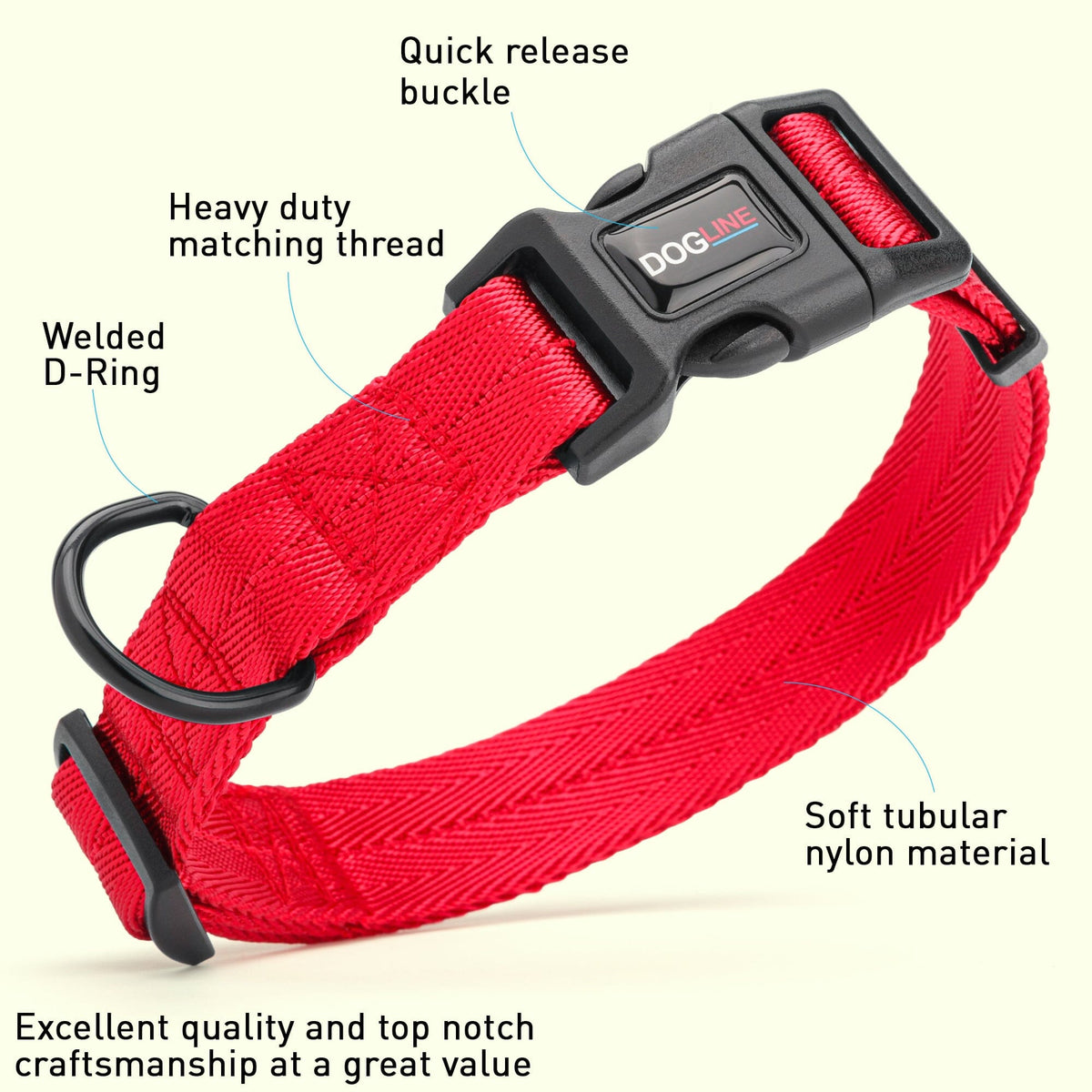 Dogline Nylon Flat Dog Collar
