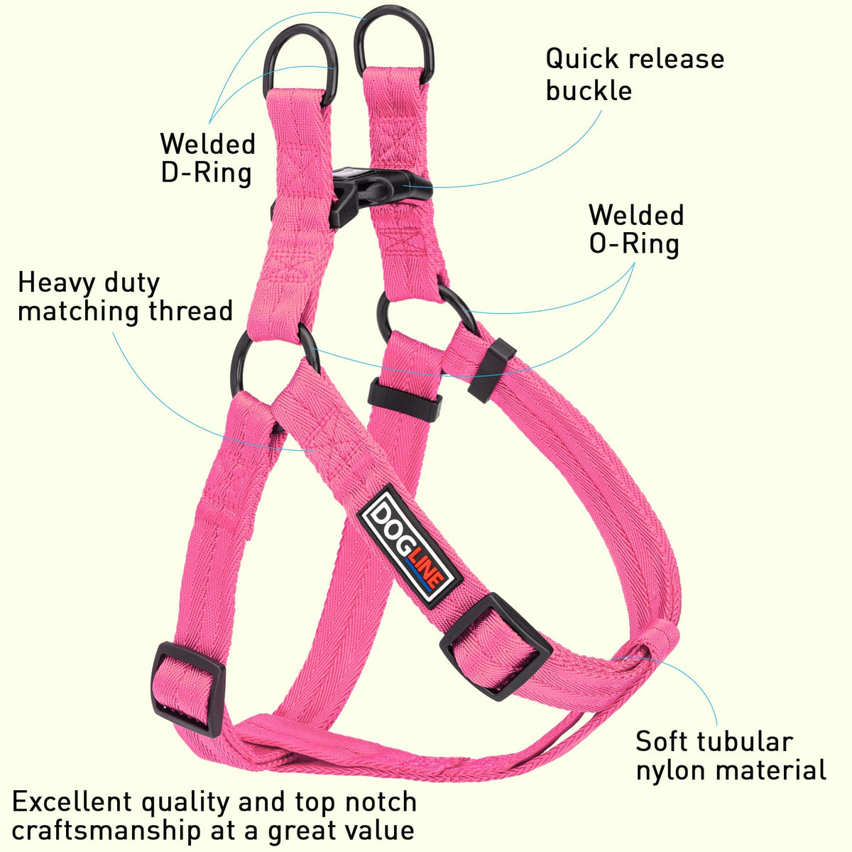 Dogline Nylon Flat Step-In Dog Harness
