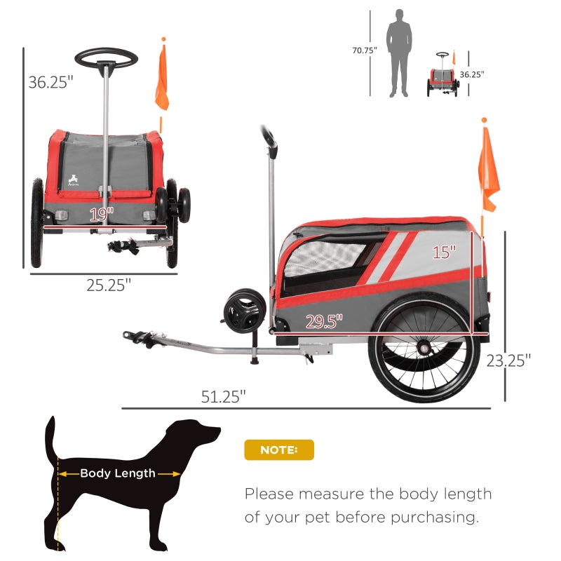 Pet Bike Trailer 2-in-1 Travel Stroller