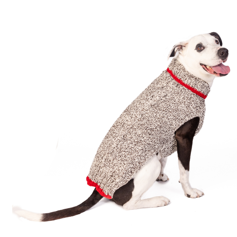 Chilly Dog Oatmeal Cable Knit Wool Dog Sweater