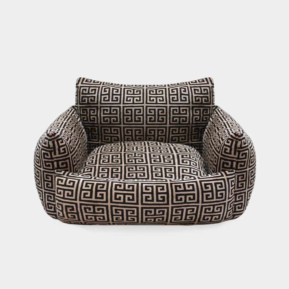 Hello Doggie Obsidian Sofa Silk Black and Tan Dog Bed
