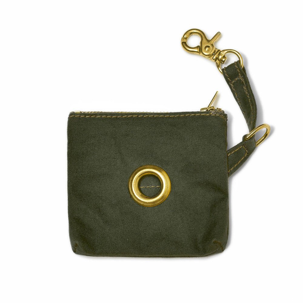 Olive Cotton Canvas Poop Bag Pouch