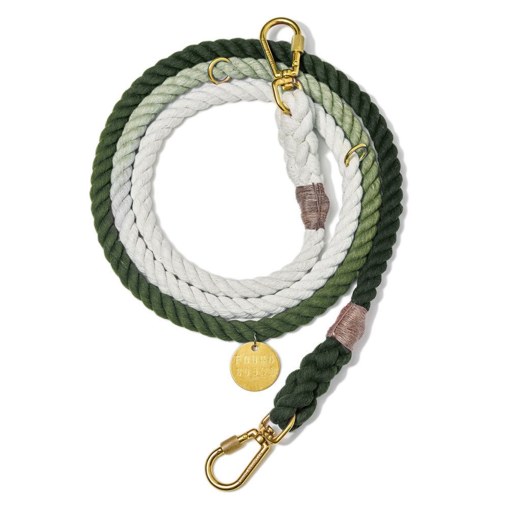Olive Ombre Cotton Rope Dog Leash, Adjustable - Found My Animal