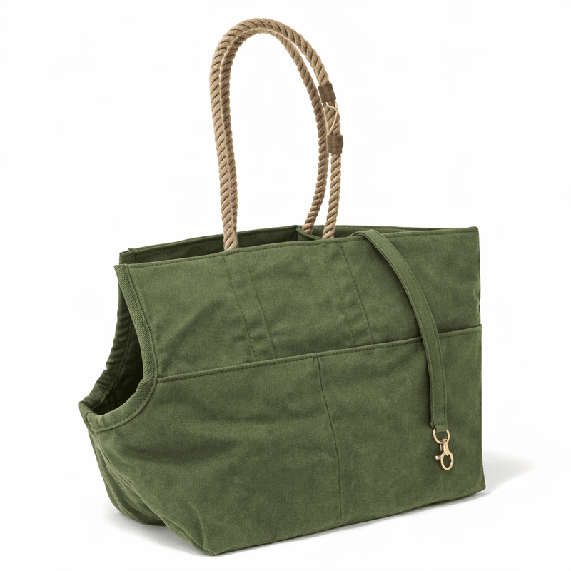 Olive Waxed Cotton Canvas Dog Carrier