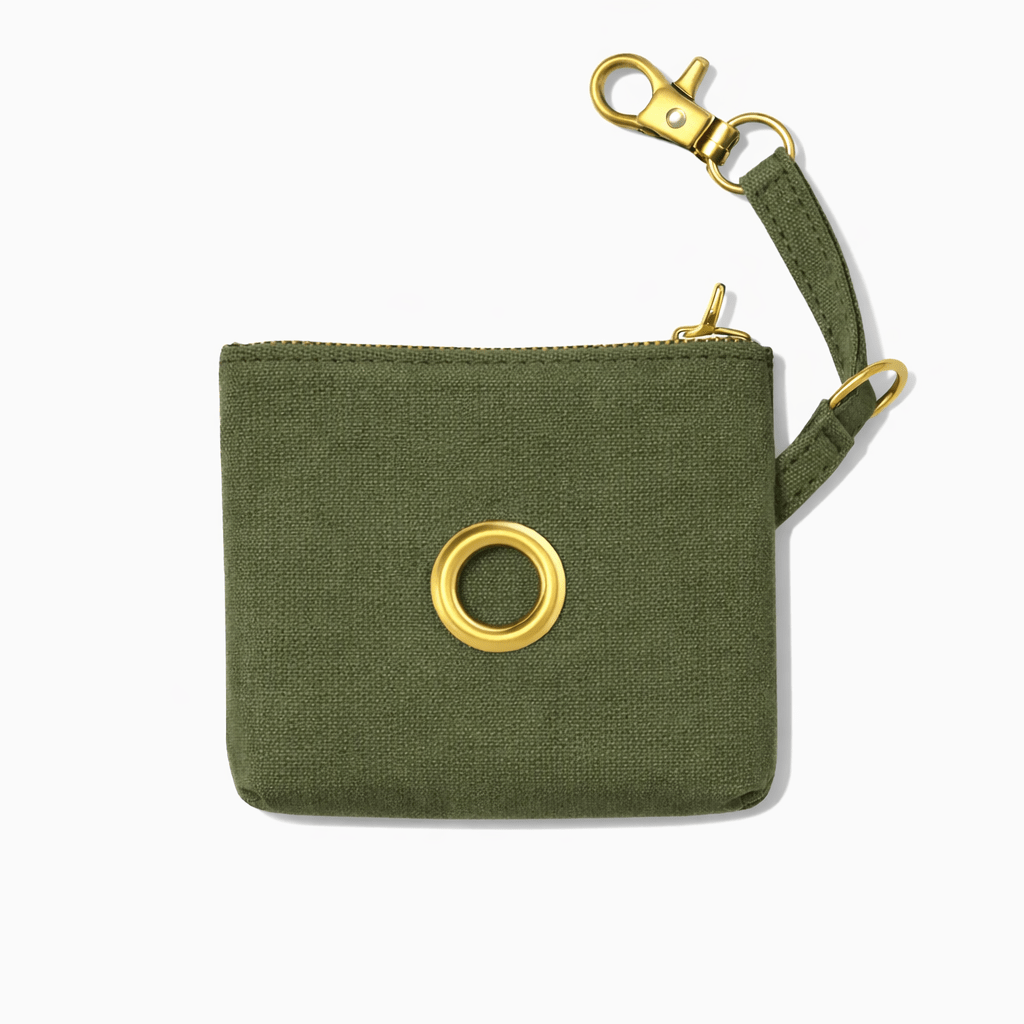 Olive Cotton Canvas Poop Bag Pouch