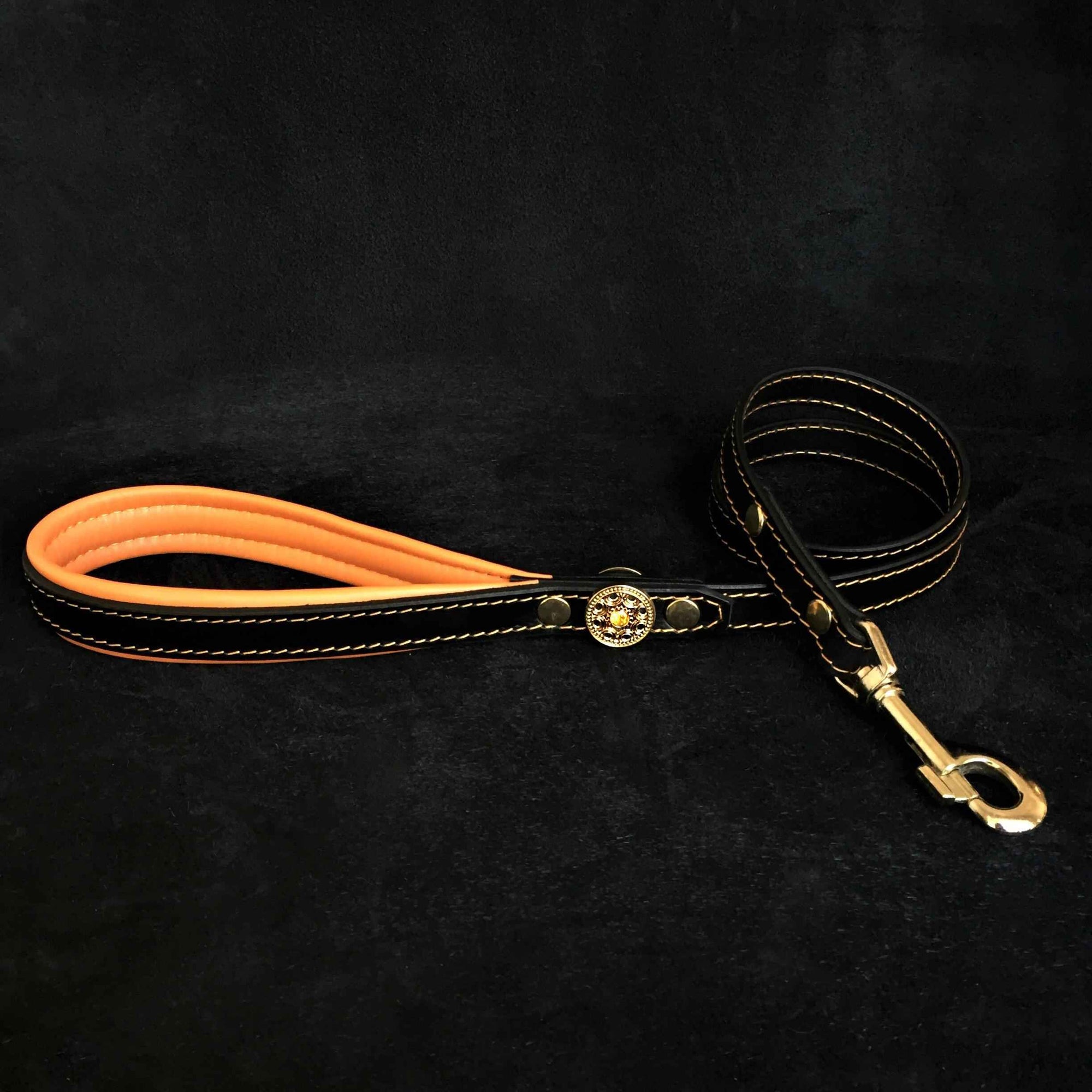 Bestia Bijou Leather Orange Dog Leash