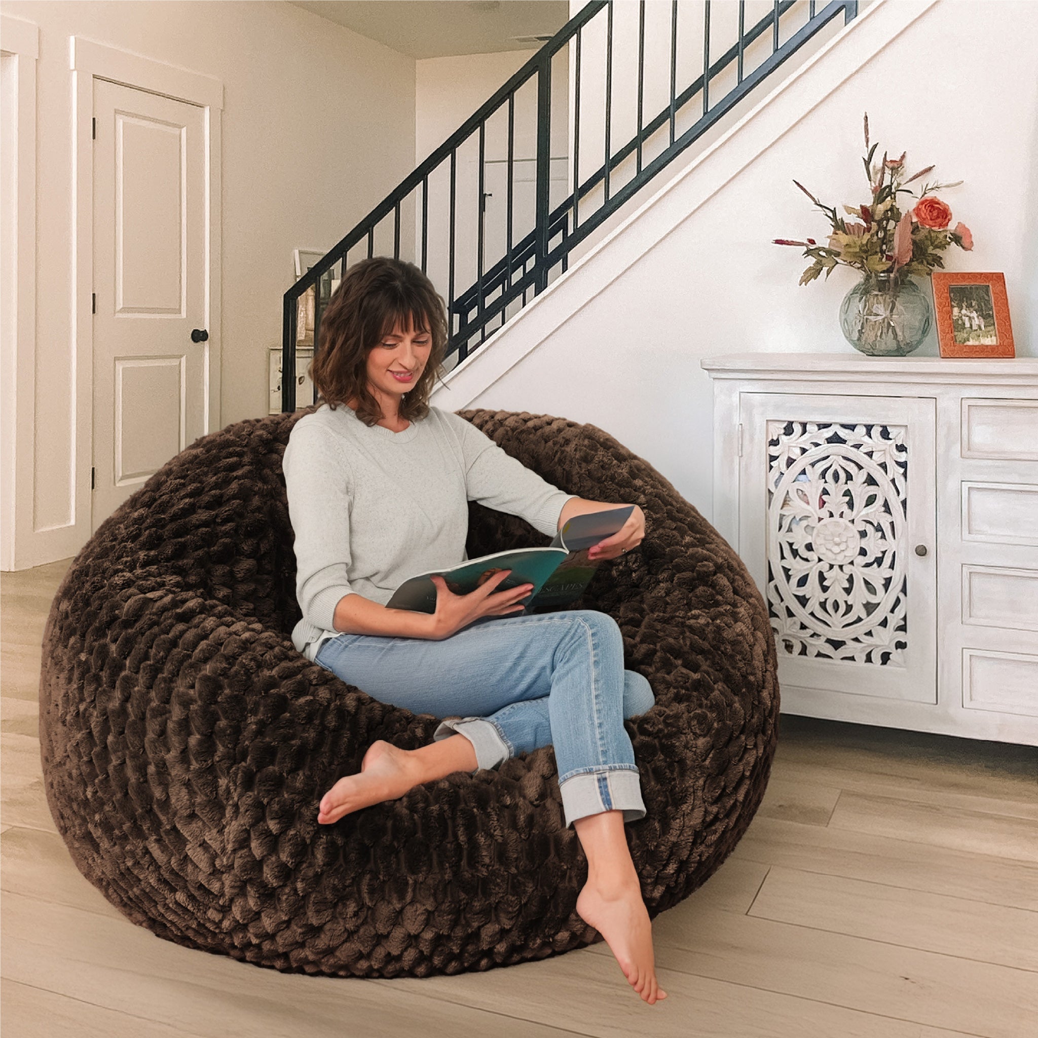 CordaRoy's King Cloud Fabric Convertible Bean Bag Chair