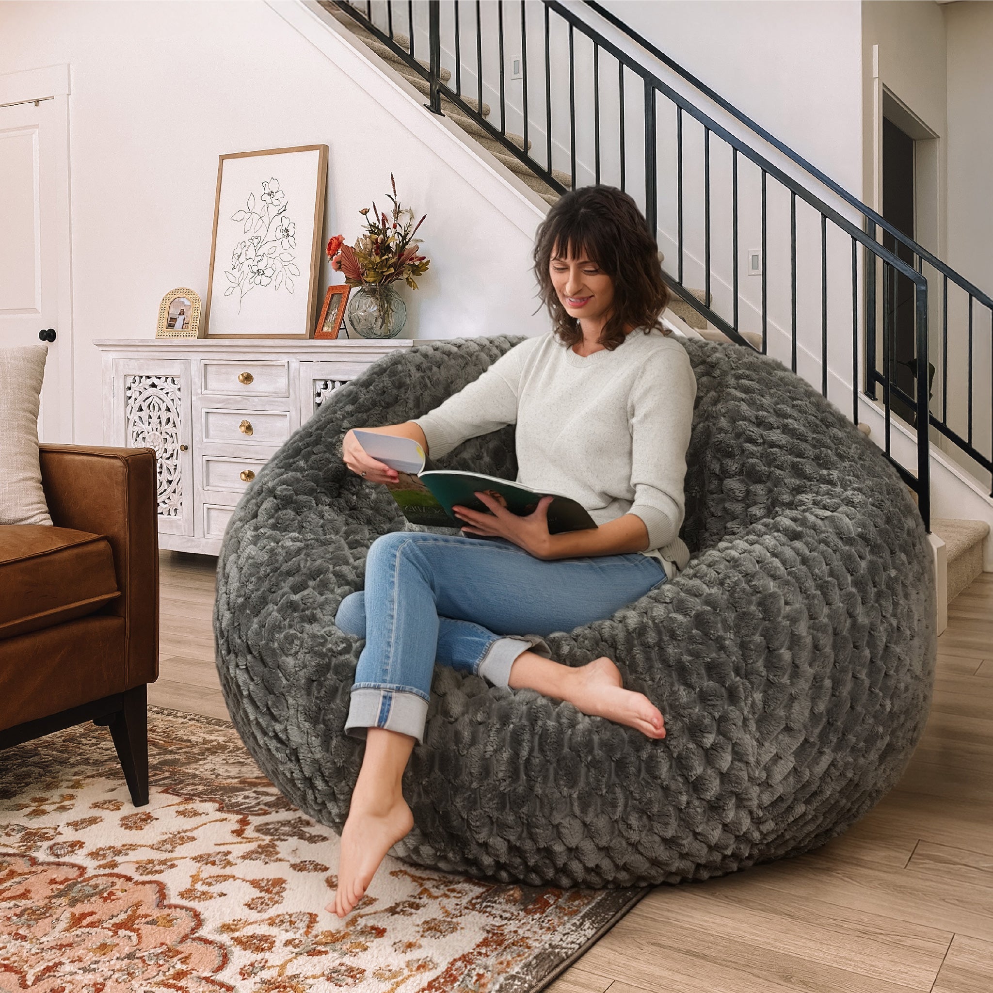 CordaRoy's King Cloud Fabric Convertible Bean Bag Chair