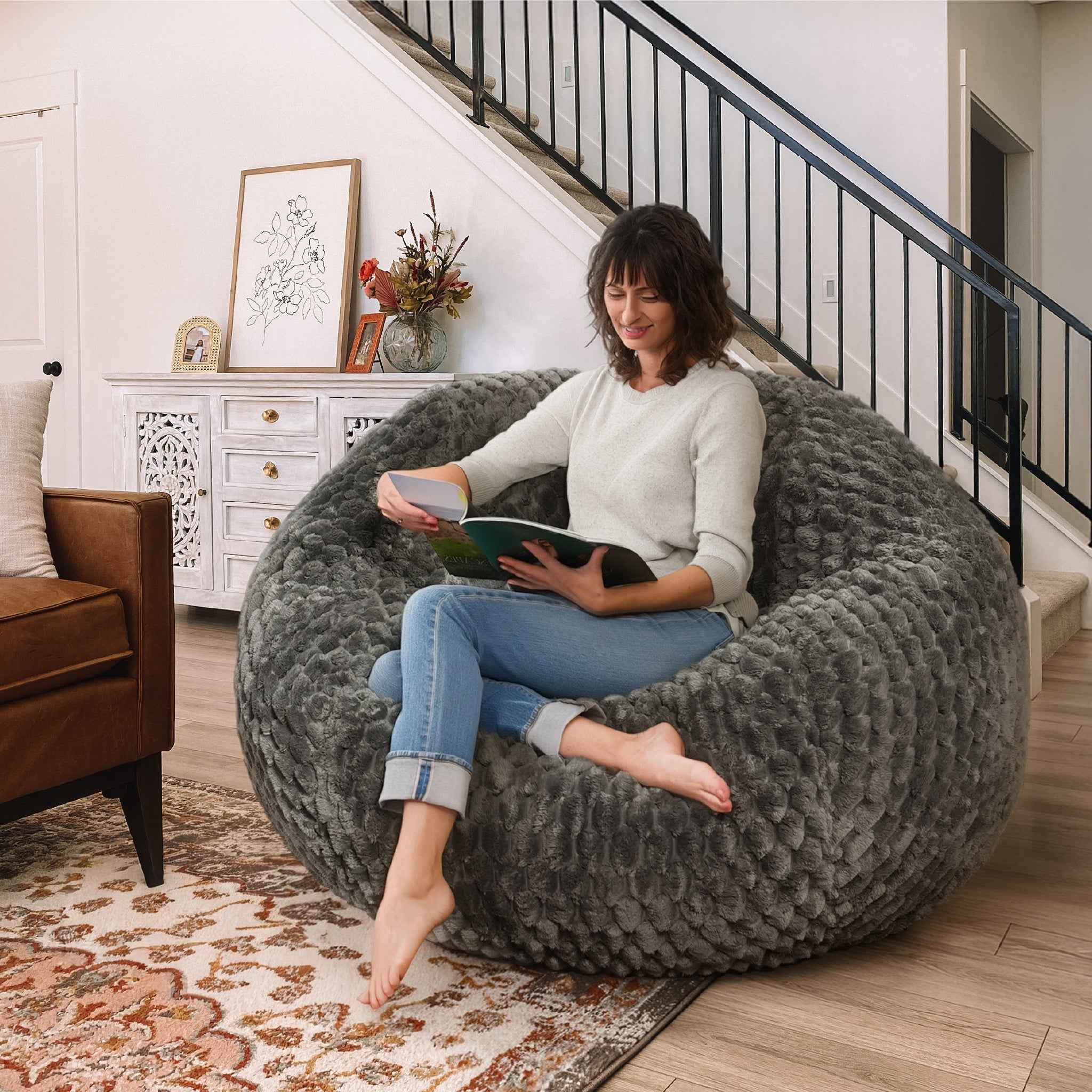 CordaRoy's Queen Cloud Fabric Convertible Bean Bag Chair