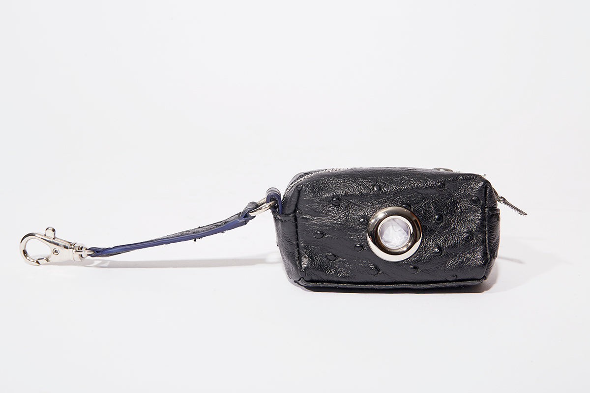BESPOKE PAWS Waste Bag Dispenser; Ostrich - Leather Waterproof Travelfriendly Lightweight Waste Pouch