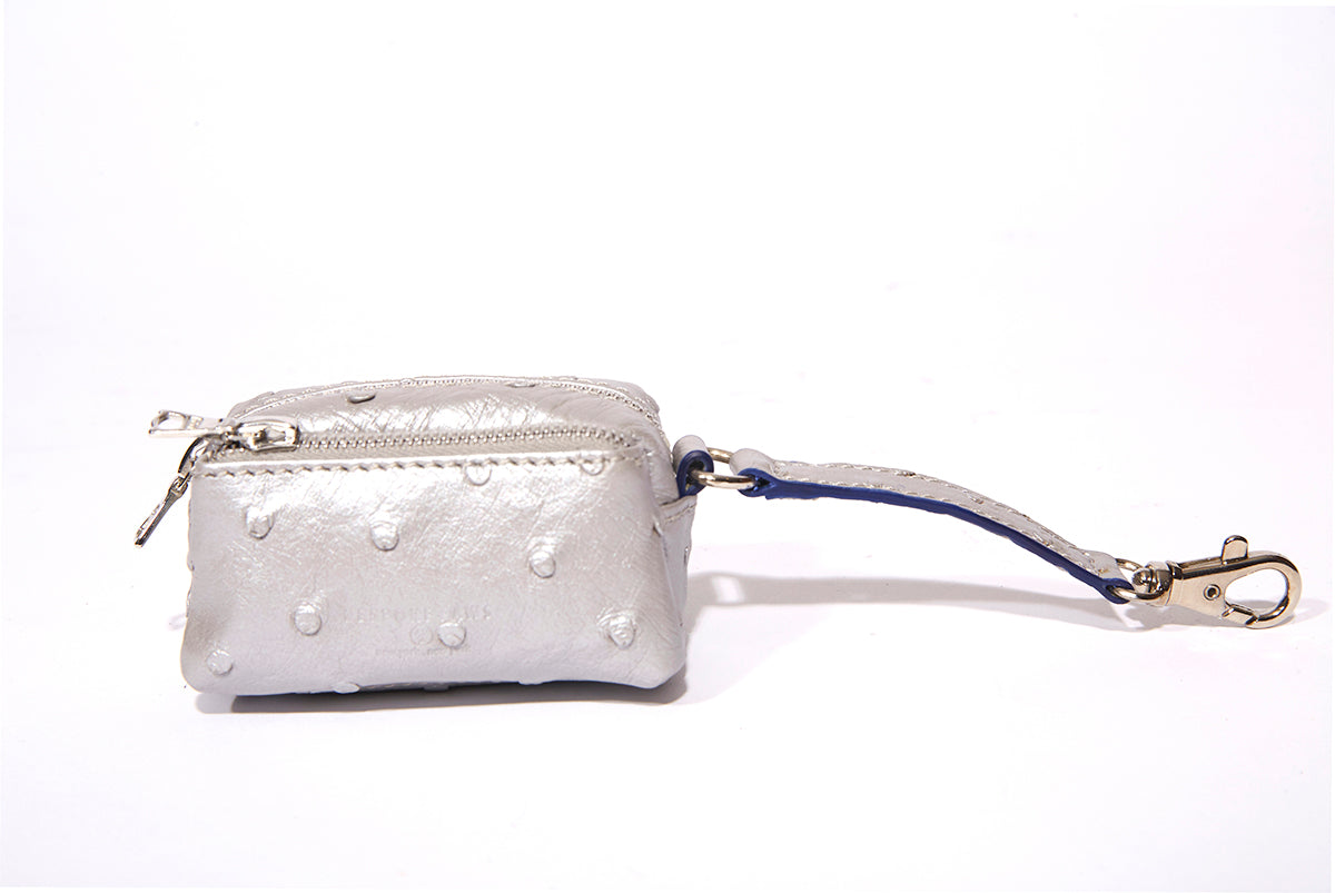 BESPOKE PAWS Waste Bag Dispenser; Ostrich - Leather Waterproof Travelfriendly Lightweight Waste Pouch