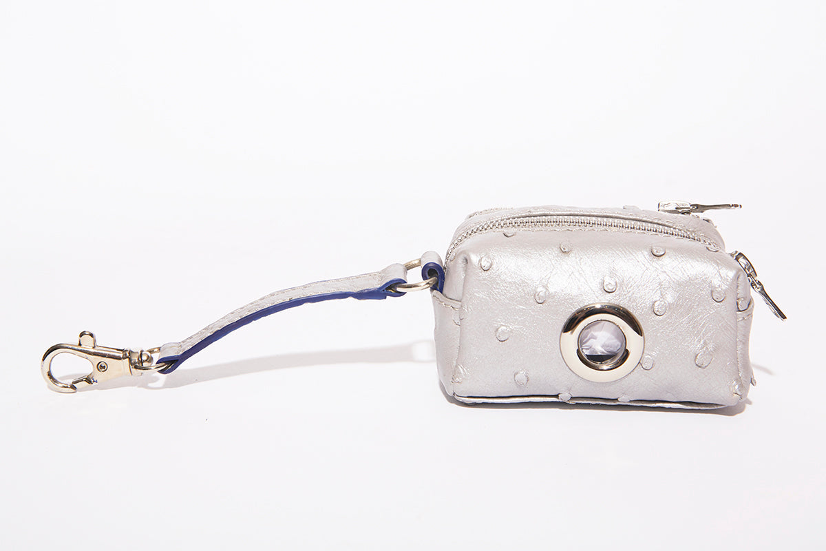 BESPOKE PAWS Waste Bag Dispenser; Ostrich - Leather Waterproof Travelfriendly Lightweight Waste Pouch