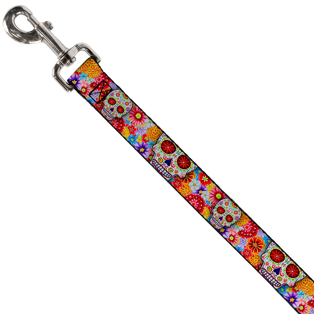 Dog Leash - Sugar Skull Starburst White/Multi Color