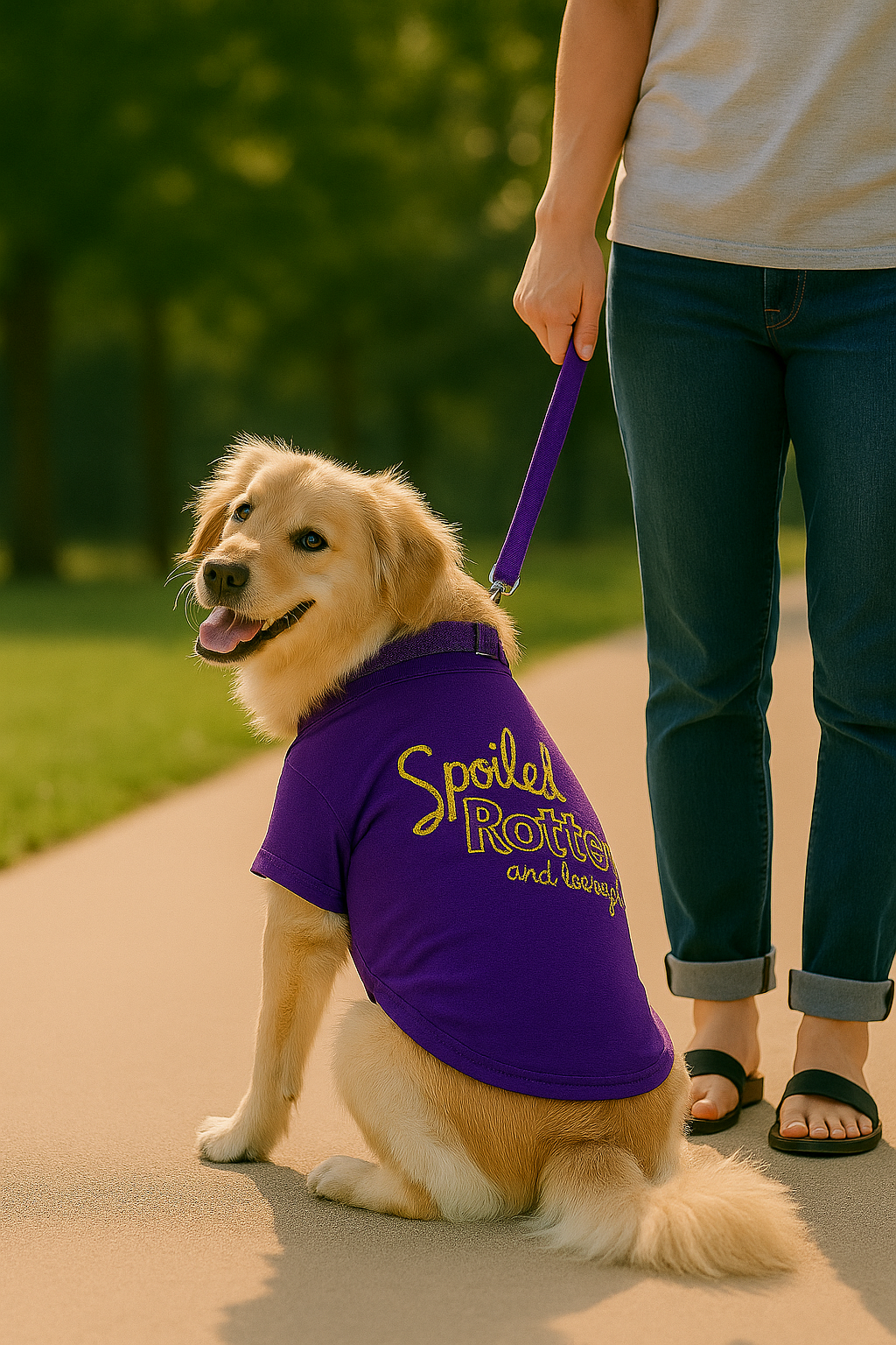 Parisian Pet Spoiled Rotten Dog Shirt  Funny Embroidered T-Shirt for Dogs & Cats, Purple